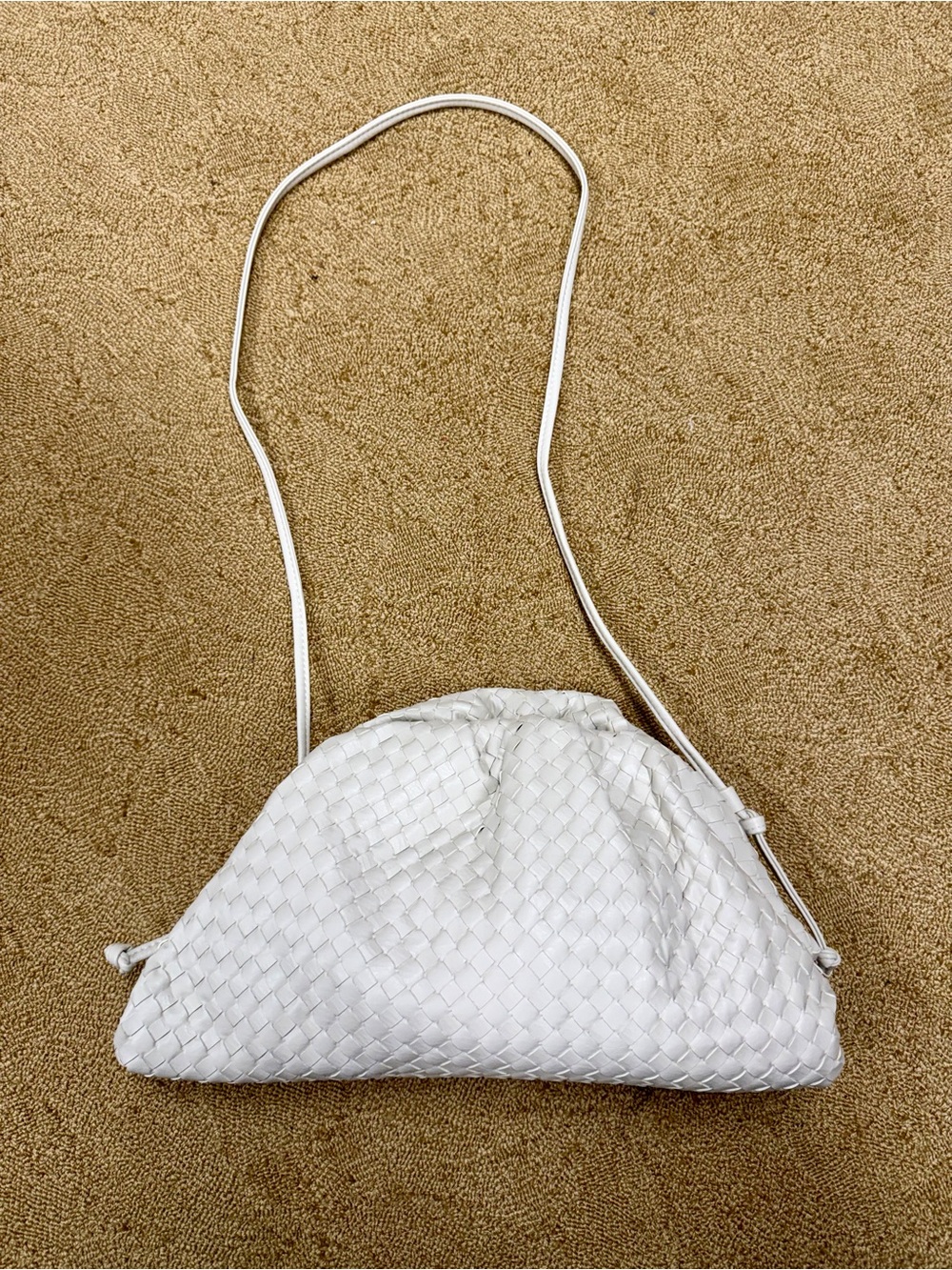 Cream Woven Shoulder Bag